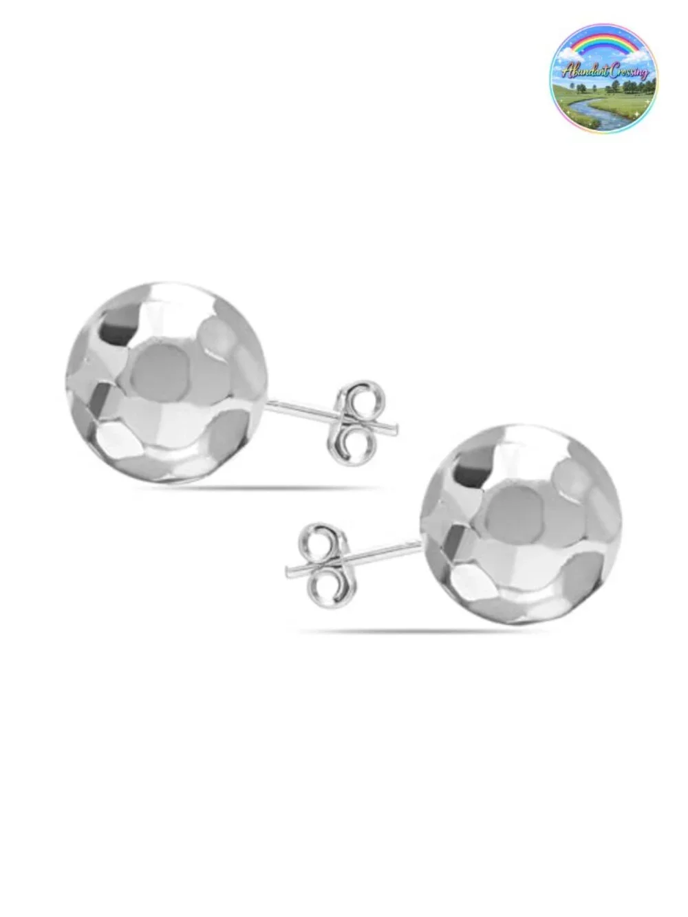 925 Sterling Silver Ball Post Stud Earrings for Women Hammered Round